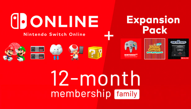 Suscripción familiar de 12 meses + Pack expansión para Nintendo Suscripción familiar de 12 meses + Pack expansión para Nintendo
