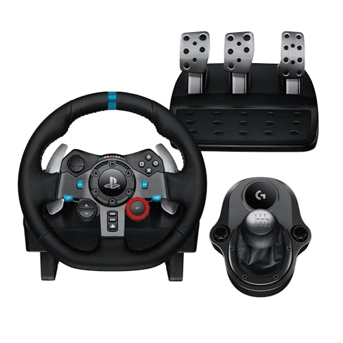 Carátula de Logitech G G29 SE Driving Force, volante de carreras y pedales, Force Feedback, Cuero auténtico + Palanca de cambio Logitech G Driving Force - Para PS5, PS4 y PC, Mac - Negro para Multiplataforma