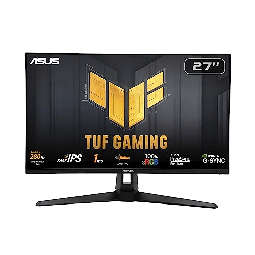 Carátula de ASUS Monitor TUF Gaming VG279QM1A 27" Full HD, 280Hz (OC), Fast IPS, ELMB Sync, 1ms (GTG), Freesync Premium, compatible con G-Sync, Overdrive Variable, 100% sRGB, HDR para PC