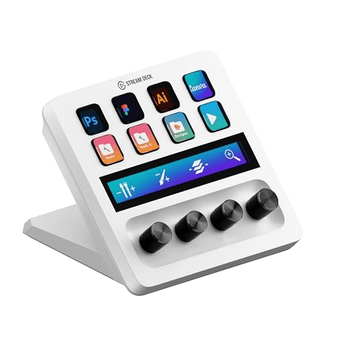 Carátula de Elgato Stream Deck + White, mezclador de audio, controlador de directo y estudio para streaming, juegos, con banda táctil, diales, teclas LCD personalizables, funciona con Mac, PC Carátula de Elgato Stream Deck + White, mezclador de audio, controlador de directo y estudio para streaming, juegos, con banda táctil, diales, teclas LCD personalizables, funciona con Mac, PC