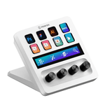 Carátula de Elgato Stream Deck + White, mezclador de audio, controlador de directo y estudio para streaming, juegos, con banda táctil, diales, teclas LCD personalizables, funciona con Mac, PC