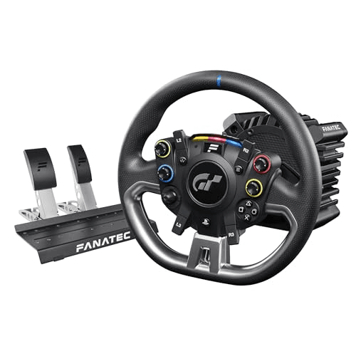 Carátula de FANATEC CSL Elite Volante de Carreras, Base y Pedales Licencia Oficial Gran Turismo DD Pro Playstation – Volante Polyphony Digital, FluxBarrier Direct Drive, Juego de dos Pedales para PC, PS5, PS4 para Multiplataforma