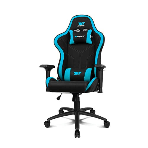 Carátula de DRIFT GAMING DR110 - Silla Gaming Profesional, Tejido alta transpirabilidad, reposabrazos 4D, Ruedas silenciosas, pistón Clase 4, inclinación, cojín Lumbar y Cervical, Color Negro/Azul para Multiplataforma