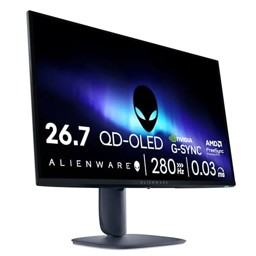 Oferta para el producto Alienware 27 Monitor Gaming - AW2725D, QHD (2560x1440), 280Hz, QD OLED, 0.03ms, NVIDIA G-Sync Compatible, AMD FreeSync Premium Pro, HDR True Black 400, USB-C, DisplayPort, 2 HDMI, 3 Años de Garantía para PC por solo € Carátula de Alienware 27 Monitor Gaming - AW2725D, QHD (2560x1440), 280Hz, QD OLED, 0.03ms, NVIDIA G-Sync Compatible, AMD FreeSync Premium Pro, HDR True Black 400, USB-C, DisplayPort, 2 HDMI, 3 Años de Garantía para PC