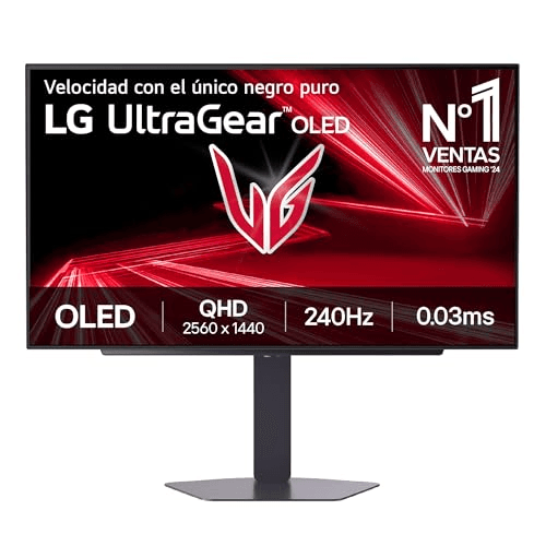 Carátula de LG 27GX704A-B - Monitor Gaming Ultragear OLED 27” QHD (2560 x 1440), 16:9, 240Hz, 0,03ms GtG, DisplayHDR True Black 400, FreeSync Premium Pro y G-Sync Compatible, Morado Grisáceo para Multiplataforma