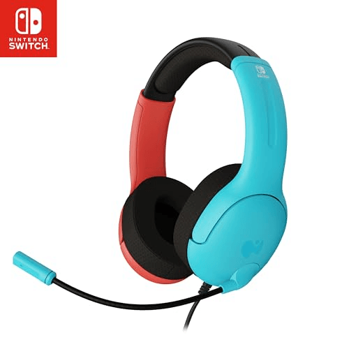 Carátula de PDP LVL40 NS Auriculares estéreo con cable, Azul/Rojo para Nintendo
