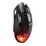 Carátula de SteelSeries Aerox 5 Wireless - Ratón gaming perforado RGB - Diseño ultraligero resistente al agua - 9 botones - Bluetooth/2,4 GHz - Sensor óptico TrueMove Air 18K DPI
