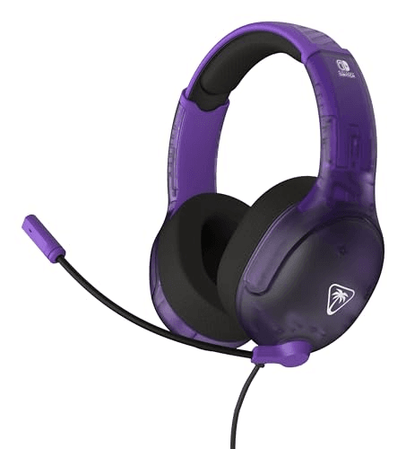 Carátula de Turtle Beach Airlite Fit Auriculares con Cable para Juegos en Morado fantasmal con Licencia Oficial para Nintendo Switch: micrófono abatible y silenciable