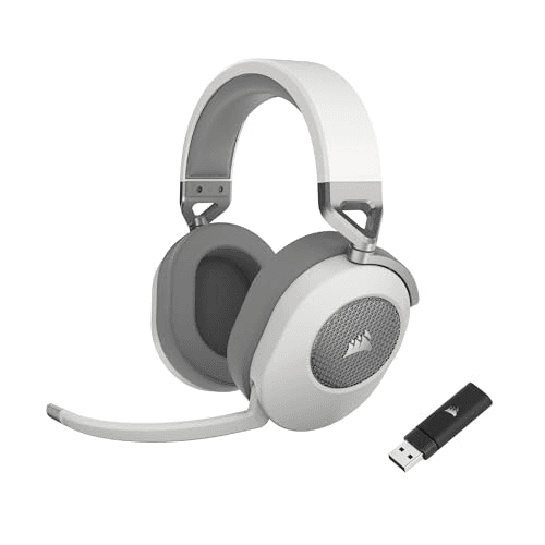 Carátula de Corsair HS65 WIRELESS Auriculares para Juegos Multiplataforma Bluetooth - Dolby 7.1 - Micrófono Omnidireccional - iCUE - PC, Mac, PS5, PS4, Nintendo Switch, Móvil - Blanco