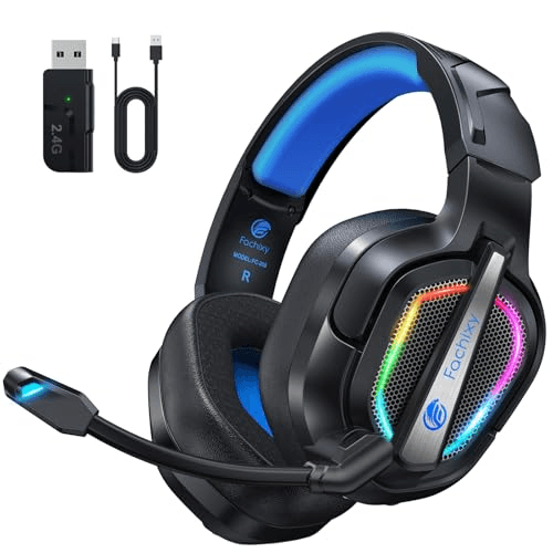 Carátula de Fachixy FC200 Cascos Gaming Inalámbricos, 2.4GHz Bluetooth Auriculares Gaming Inalambricos para PS5, PS4, PC, Switch, Cancela para Nintendo Carátula de Fachixy FC200 Cascos Gaming Inalámbricos, 2.4GHz Bluetooth Auriculares Gaming Inalambricos para PS5, PS4, PC, Switch, Cancela para Nintendo