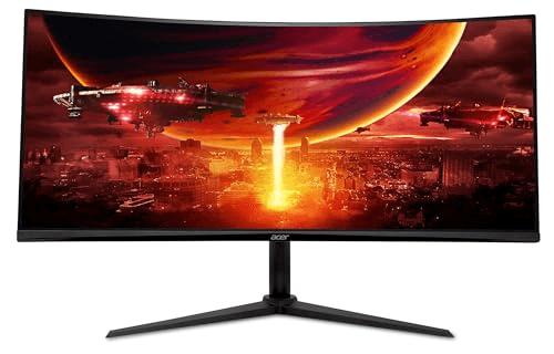 Carátula de acer Nitro XZ342CU V3, Monitor Gaming Curvo 34" Ultra Wide QHD 180 Hz (Curvatura 1500R, 3440x1440, 21:9, 400 Nits, Tiempo de Respuesta 1ms (VRB), FreeSync Premium, 2xHDMI 2.0/1xDP 1.4) Color Negro para PC