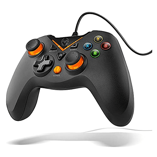 Carátula de KROM KEY - Gamepad alámbrico, modos de juego X-input y Direct - input, joystick y gatillos analogicos, funcion turbo de… para PC