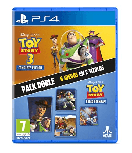 Oferta para el producto Toy Story: Retro Roundup! + Toy Story 3 Complete Edition Double Pack - PS4 para PlayStation por solo 39.99€ Carátula de Toy Story: Retro Roundup! + Toy Story 3 Complete Edition Double Pack - PS4 para PlayStation