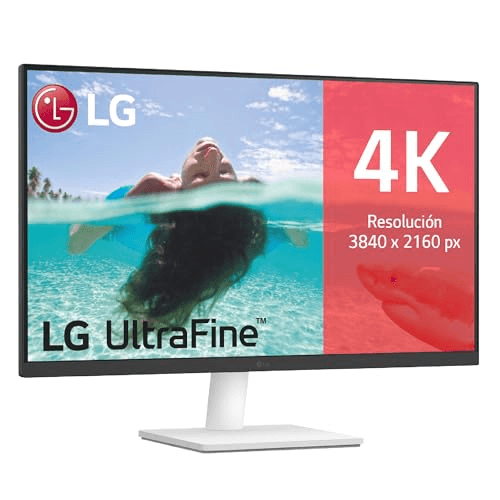 Carátula de LG 27US500-W - Monitor 4K UltraHD, 27 Pulgadas, IPS, 3840 x 2160, HDMIx2 2.0, SuperResolution+, clasificación F, 60 Hz, 5 ms, Blanco para Multiplataforma