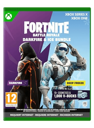 Oferta para el producto Fortnite – Lote de Fuego oscuro y hielo (Código de descarga del juego en la caja) - Xbox por solo 22.99€ Carátula de Fortnite – Lote de Fuego oscuro y hielo (Código de descarga del juego en la caja) - Xbox