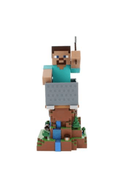 Caratula de Cableguys Minecraft Steve Soporte Mando y Movil - Figuras Soporte para movil y Mando, Compatible con Xbox, PlayStation y la mayoría de mandos estándar, Accesorios Escritorio para Setup Gaming