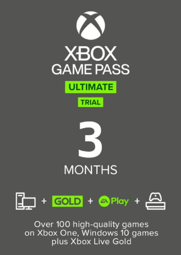 Carátula de 3 Month Xbox Game Pass Ultimate Trial Xbox One / PC para Multiplataforma Carátula de 3 Month Xbox Game Pass Ultimate Trial Xbox One / PC para Multiplataforma