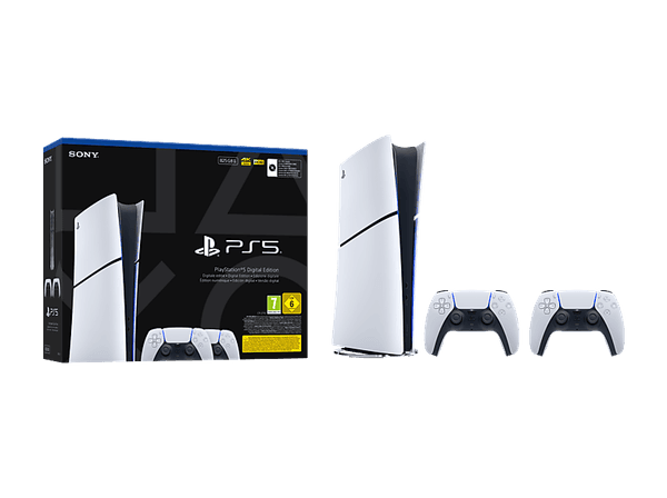 Oferta para el producto Consola - Sony PS5 Slim Digital Edition, 825 GB SSD, 4K, 2 mandos DualSense, Chasis E, Blanco para PlayStation por solo 549€ Carátula de Consola - Sony PS5 Slim Digital Edition, 825 GB SSD, 4K, 2 mandos DualSense, Chasis E, Blanco para PlayStation