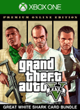 Carátula de Lote de Grand Theft Auto V: Premium Edition y tarjeta Gran tiburón blanco para Xbox